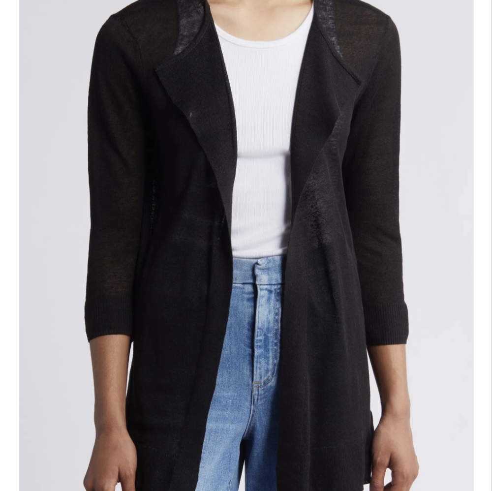 Ronni Nicole Long Black Open Front Cardigan Size Medium
